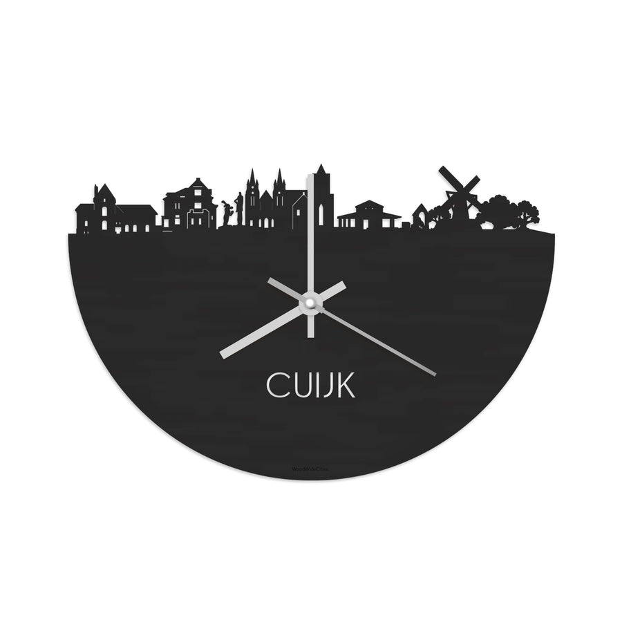 Skyline Klok Cuijk Black Zwart houten cadeau decoratie relatiegeschenk van WoodWideCities