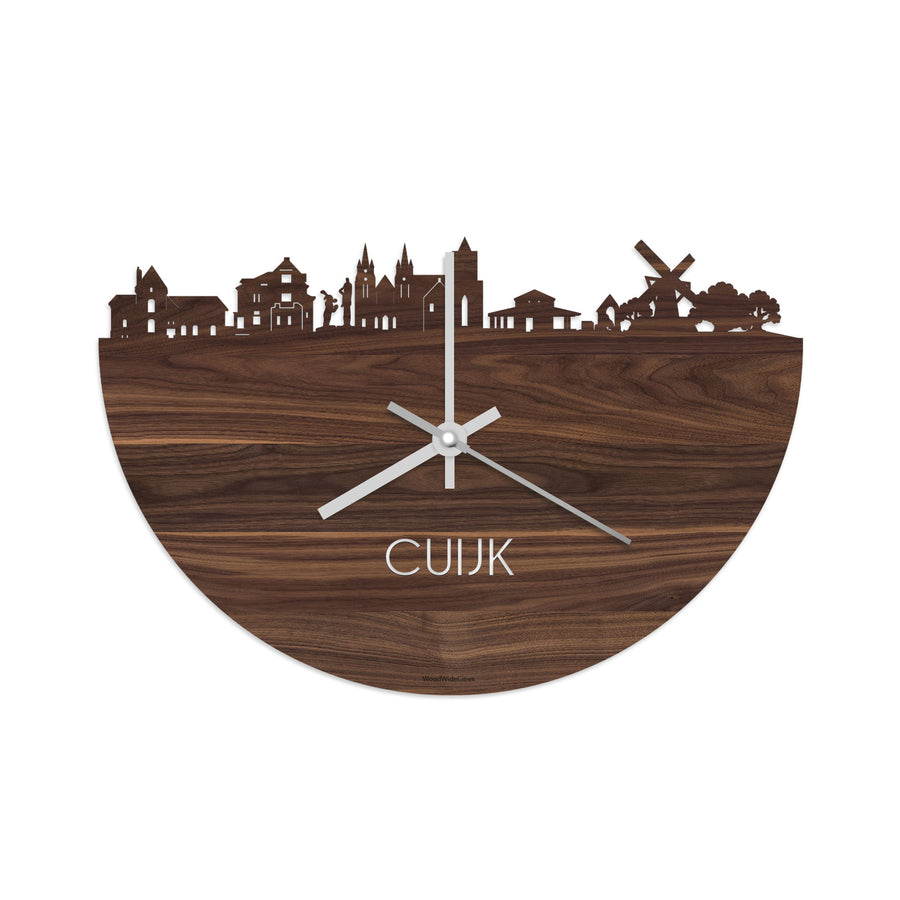 Skyline Klok Cuijk Noten houten cadeau decoratie relatiegeschenk van WoodWideCities