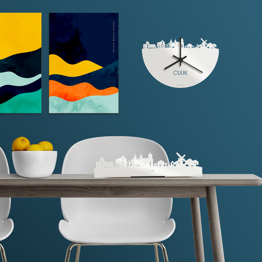 Standing Skyline Cuijk Wit glanzend gerecycled kunststof cadeau decoratie relatiegeschenk van WoodWideCities