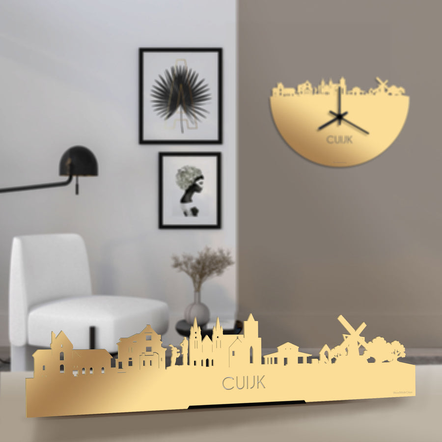 Standing Skyline Cuijk Metallic Goud gerecycled kunststof cadeau decoratie relatiegeschenk van WoodWideCities