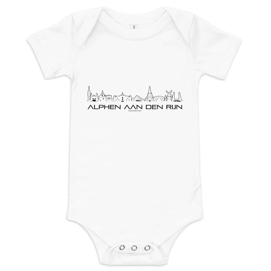 Baby Rompertje Alphen aan den Rijn White 3-6m houten cadeau decoratie relatiegeschenk van WoodWideCities
