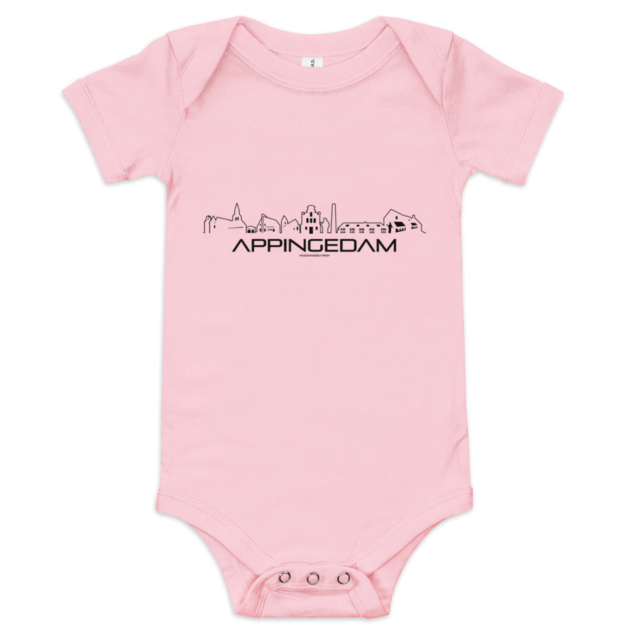 Baby Rompertje Appingedam Pink 3-6m houten cadeau decoratie relatiegeschenk van WoodWideCities