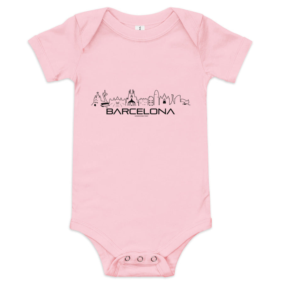 Baby Rompertje Barcelona Pink 3-6m houten cadeau decoratie relatiegeschenk van WoodWideCities