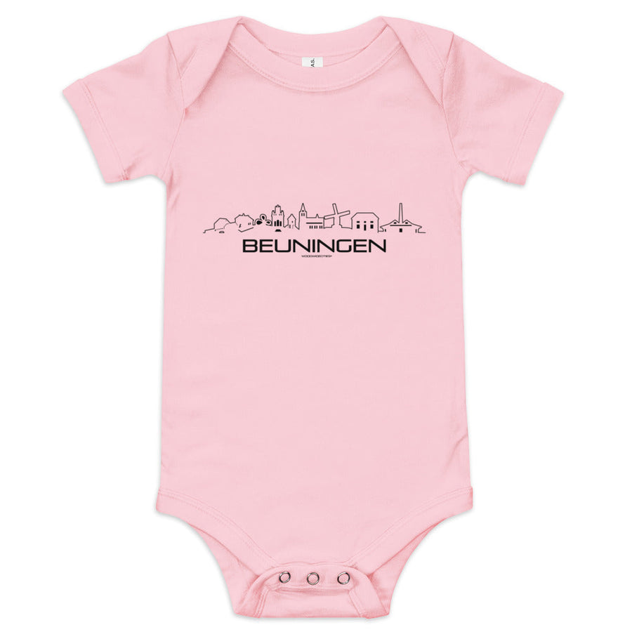 Baby Rompertje Beuningen Pink 3-6m houten cadeau decoratie relatiegeschenk van WoodWideCities