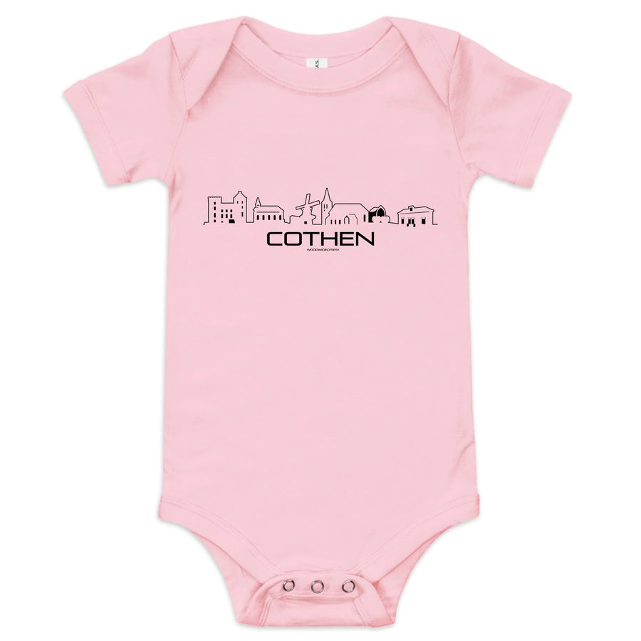 Baby Rompertje Cothen uniek cadeau voor baby geboren in Cothen geschenk van WoodWideCities