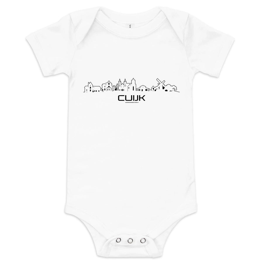 Baby Rompertje Cuijk uniek cadeau voor baby geboren in Cuijk geschenk van WoodWideCities