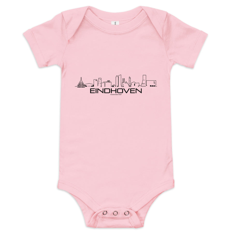 Baby Rompertje Eindhoven Pink 3-6m houten cadeau decoratie relatiegeschenk van WoodWideCities