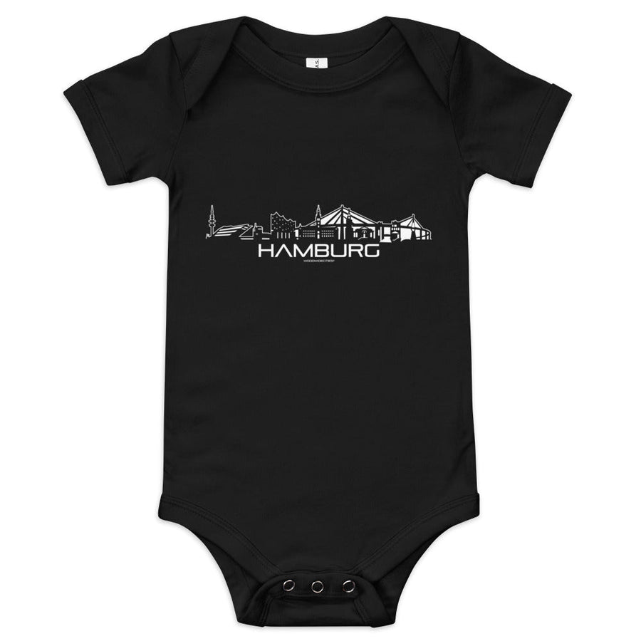 Baby Rompertje Hamburg Black 3-6m houten cadeau decoratie relatiegeschenk van WoodWideCities