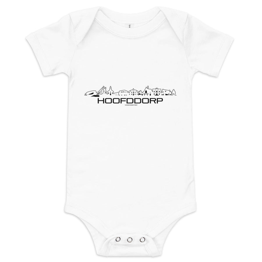 Baby Rompertje Hoofddorp White 3-6m houten cadeau decoratie relatiegeschenk van WoodWideCities