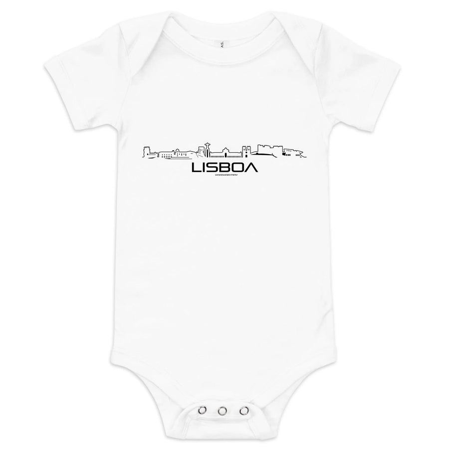 Baby Rompertje Lisboa uniek cadeau voor baby geboren in Lisboa geschenk van WoodWideCities
