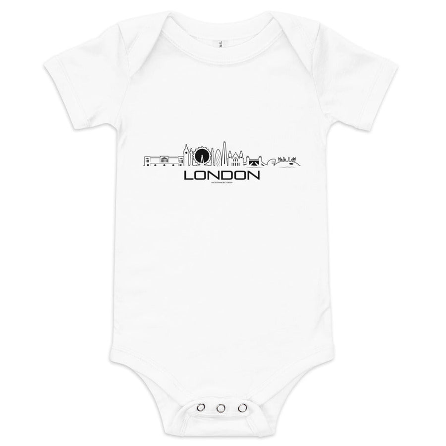 Baby Rompertje London Wit 3-6 m houten cadeau decoratie relatiegeschenk van WoodWideCities