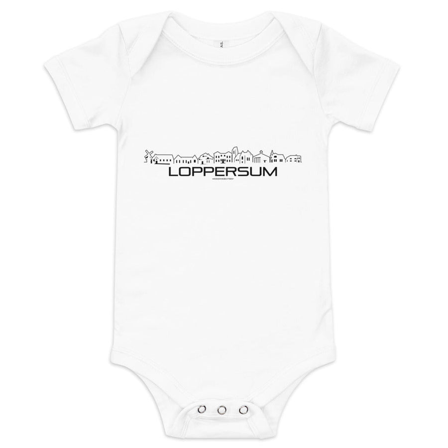Baby Rompertje Loppersum Wit 3-6 m houten cadeau decoratie relatiegeschenk van WoodWideCities