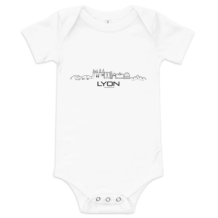 Baby Rompertje Lyon White 3-6m houten cadeau decoratie relatiegeschenk van WoodWideCities