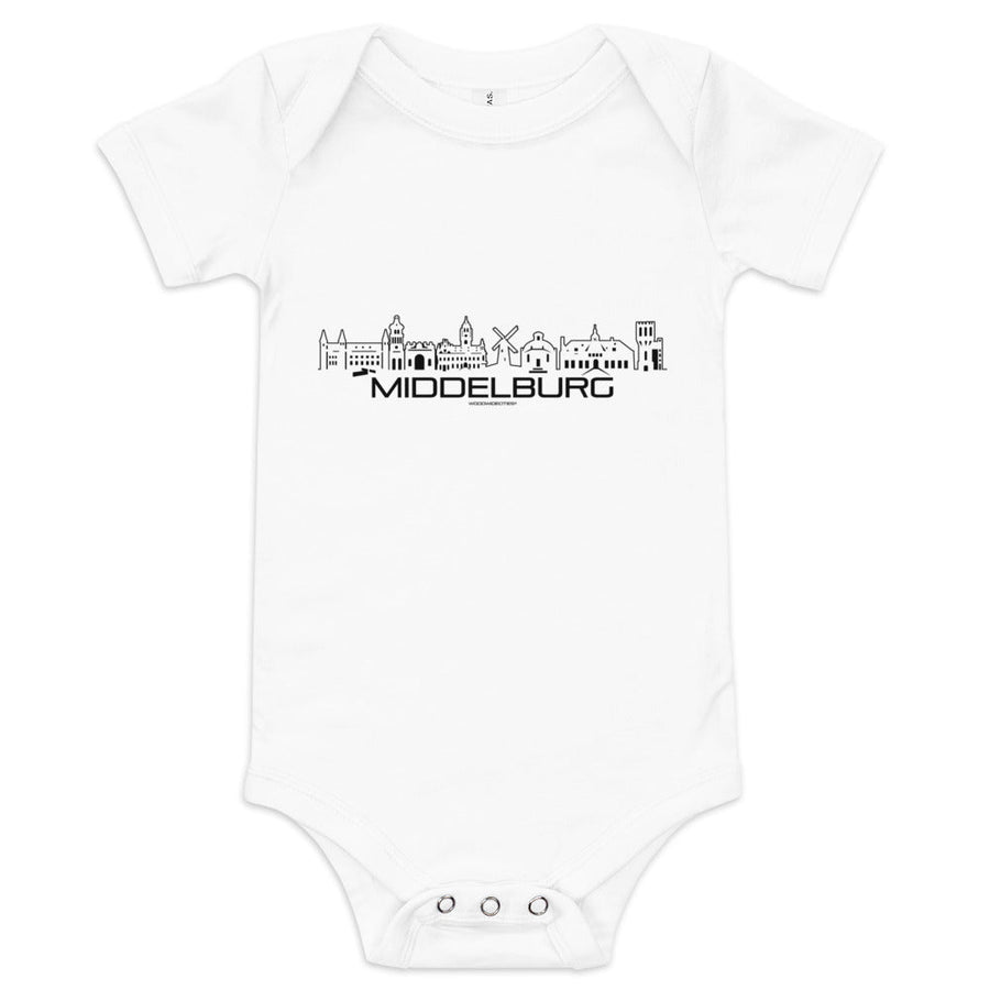 Baby Rompertje Middelburg White 3-6m houten cadeau decoratie relatiegeschenk van WoodWideCities