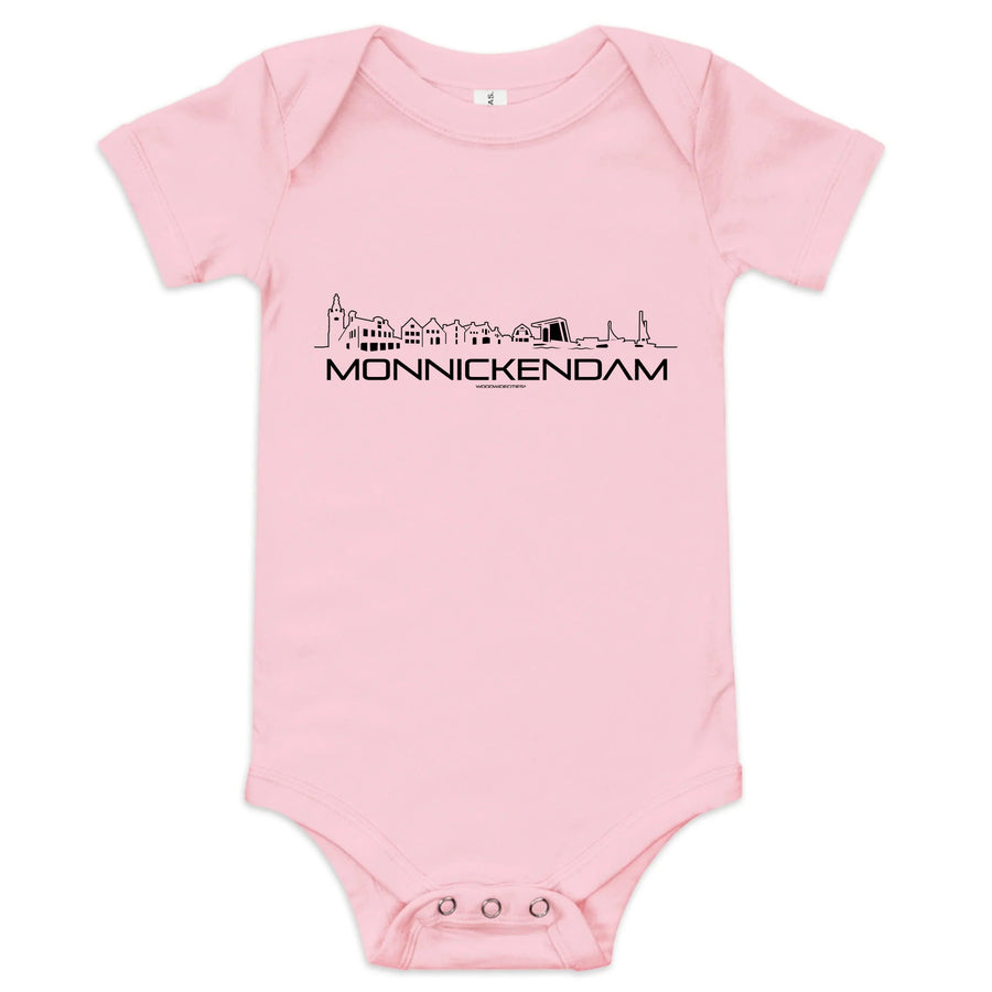 Baby Rompertje Monnickendam uniek cadeau voor baby geboren in Monnickendam geschenk van WoodWideCities
