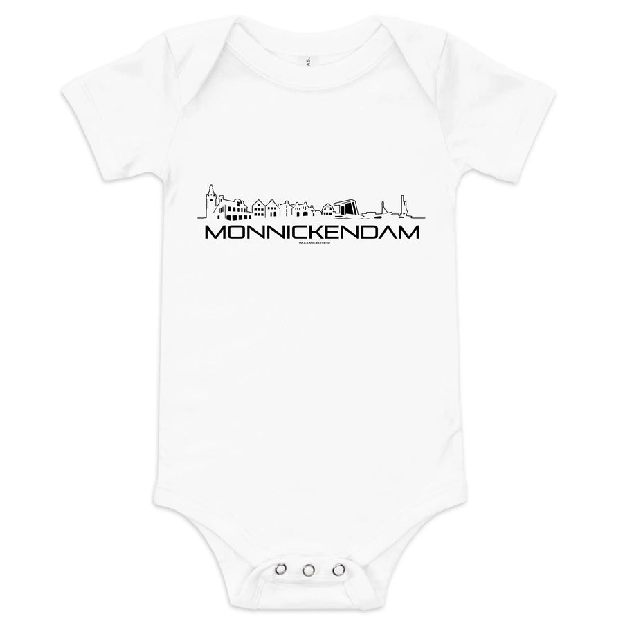 Baby Rompertje Monnickendam uniek cadeau voor baby geboren in Monnickendam geschenk van WoodWideCities