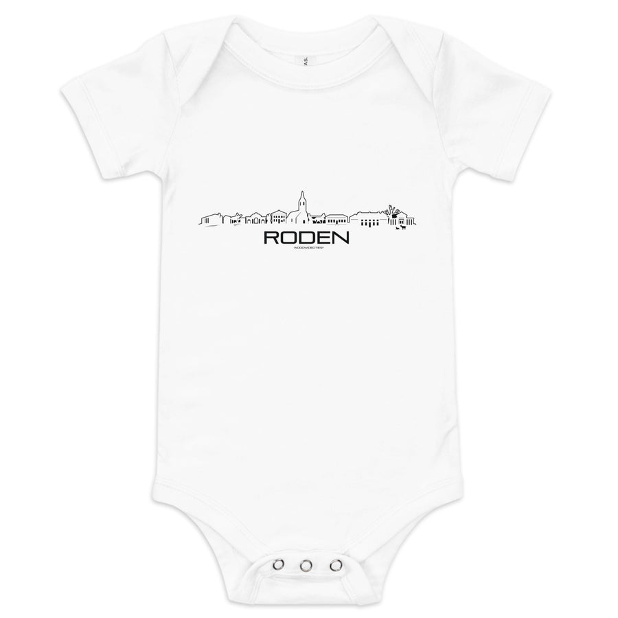 Baby Rompertje Roden White 3-6m houten cadeau decoratie relatiegeschenk van WoodWideCities