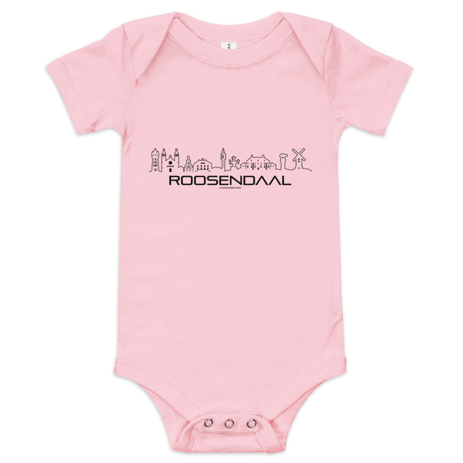 Baby Rompertje Roosendaal Pink 3-6m houten cadeau decoratie relatiegeschenk van WoodWideCities