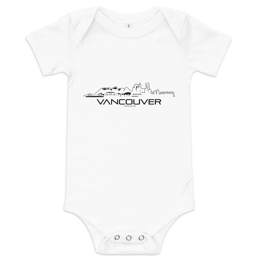 Baby Rompertje Vancouver Wit 3-6 m houten cadeau decoratie relatiegeschenk van WoodWideCities