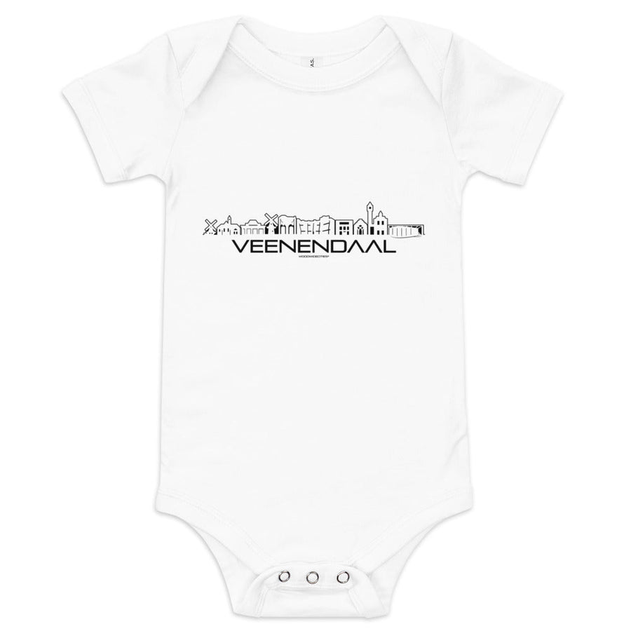 Baby Rompertje Veenendaal White 3-6m houten cadeau decoratie relatiegeschenk van WoodWideCities