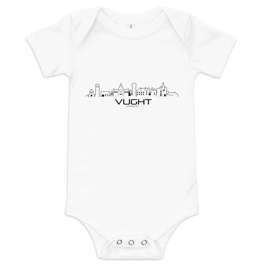 Baby Rompertje Vught Wit 3-6 m houten cadeau decoratie relatiegeschenk van WoodWideCities
