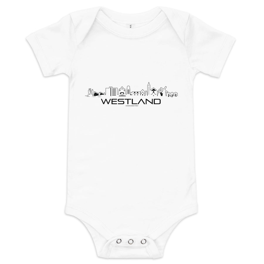 Baby Rompertje Westland White 3-6m houten cadeau decoratie relatiegeschenk van WoodWideCities