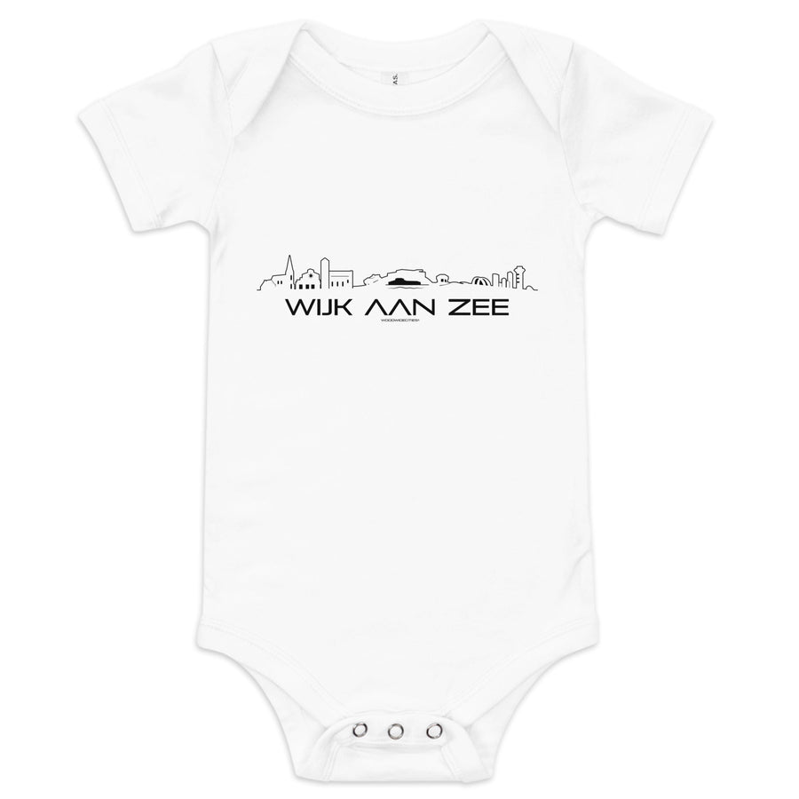 Baby Rompertje Wijk aan Zee White 3-6m houten cadeau decoratie relatiegeschenk van WoodWideCities