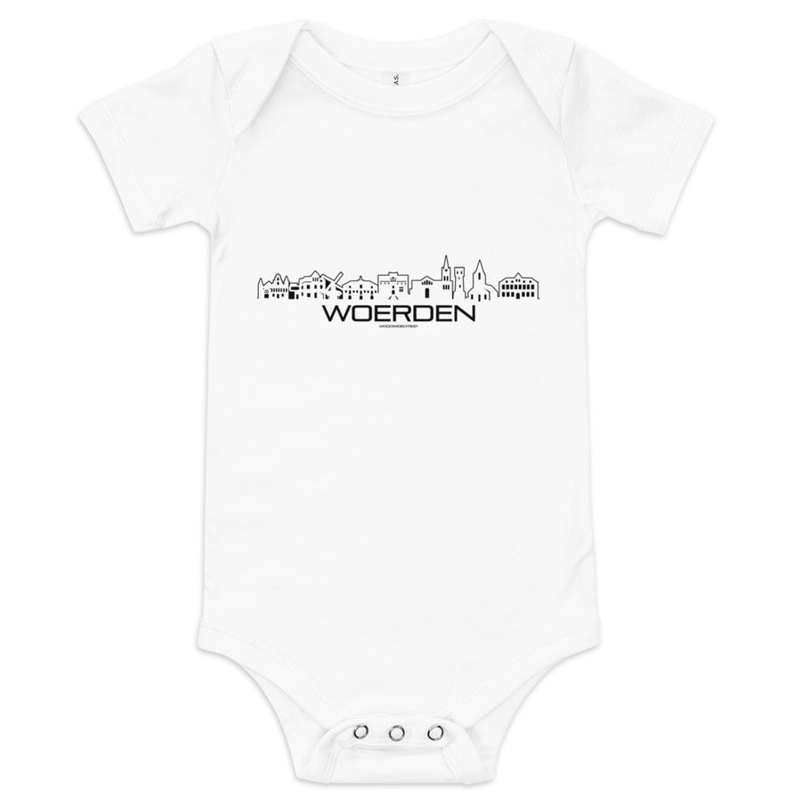 Baby Rompertje Woerden White 3-6m houten cadeau decoratie relatiegeschenk van WoodWideCities