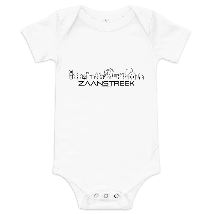 Baby Rompertje Zaanstreek White 3-6m houten cadeau decoratie relatiegeschenk van WoodWideCities