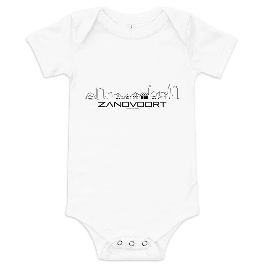 Baby Rompertje Zandvoort Wit 3-6 m houten cadeau decoratie relatiegeschenk van WoodWideCities