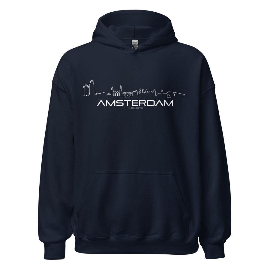 Hoodie Amsterdam Navy S houten cadeau decoratie relatiegeschenk van WoodWideCities