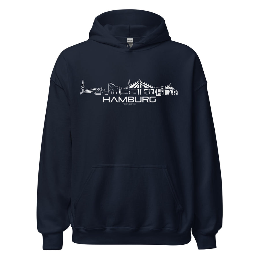 Hoodie Hamburg Navy S houten cadeau decoratie relatiegeschenk van WoodWideCities