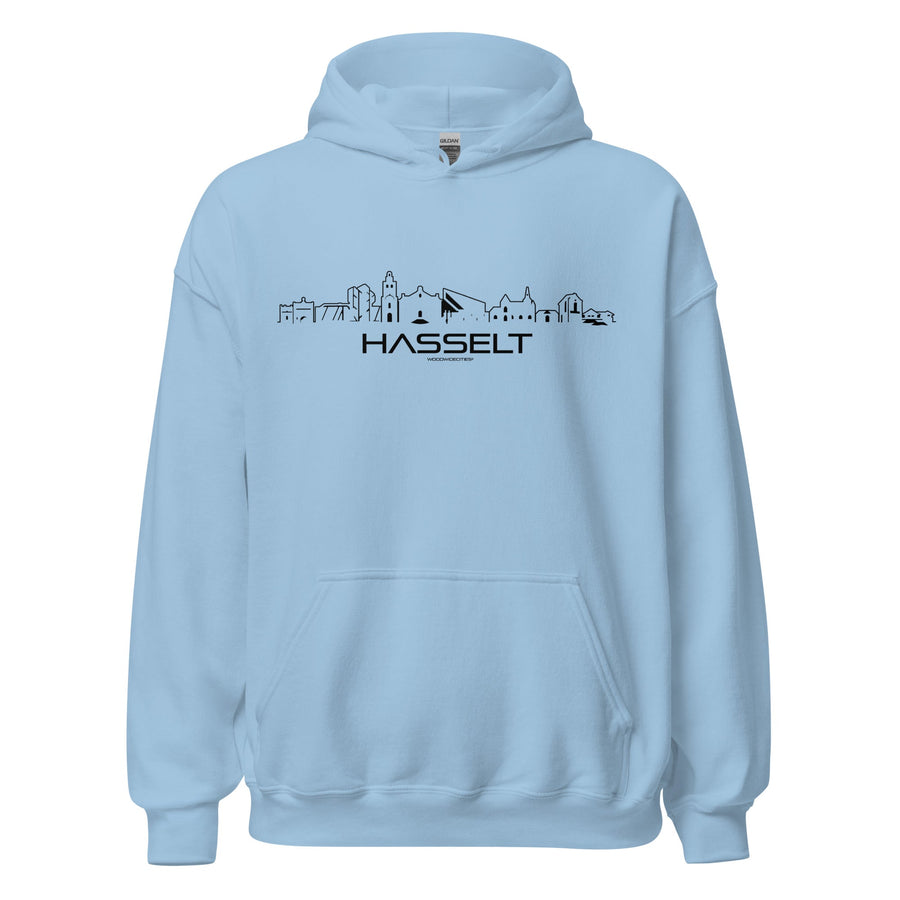 Hoodie Hasselt Light Blue S houten cadeau decoratie relatiegeschenk van WoodWideCities