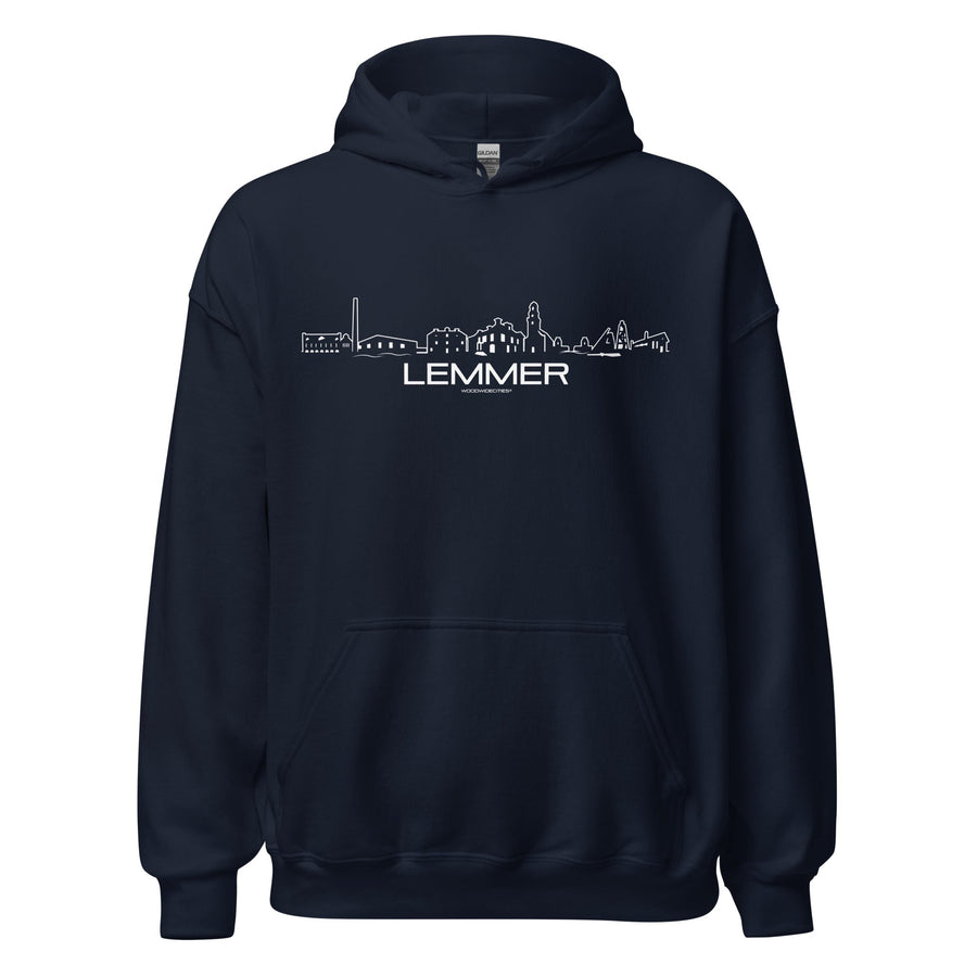 Hoodie Lemmer Navy S houten cadeau decoratie relatiegeschenk van WoodWideCities