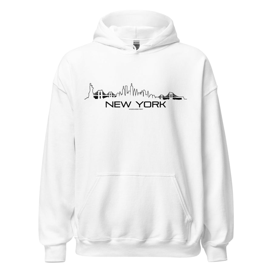 Hoodie New York White S houten cadeau decoratie relatiegeschenk van WoodWideCities