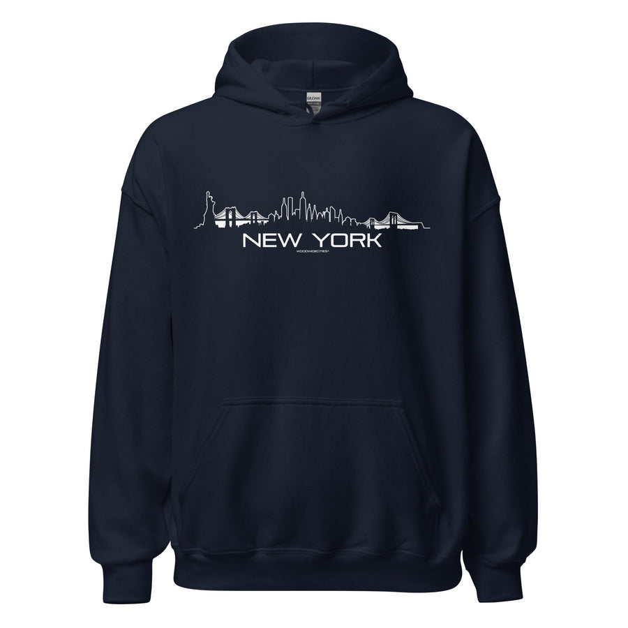 Hoodie New York Navy S houten cadeau decoratie relatiegeschenk van WoodWideCities