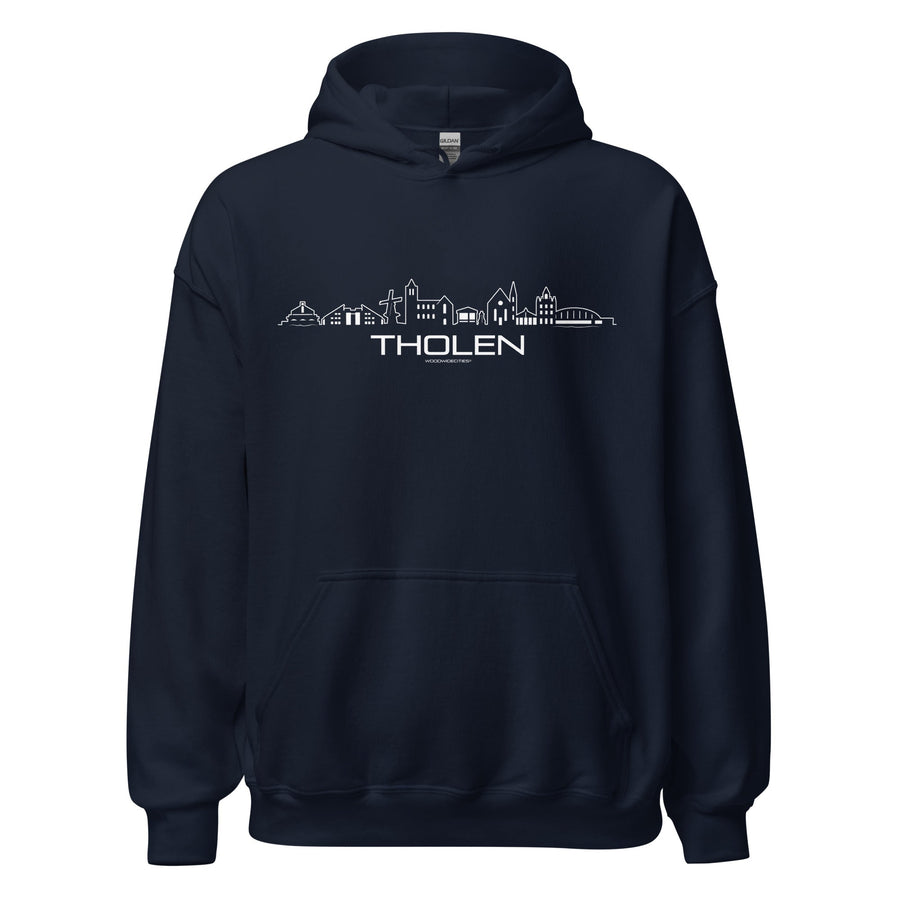 Hoodie Tholen Navy S houten cadeau decoratie relatiegeschenk van WoodWideCities