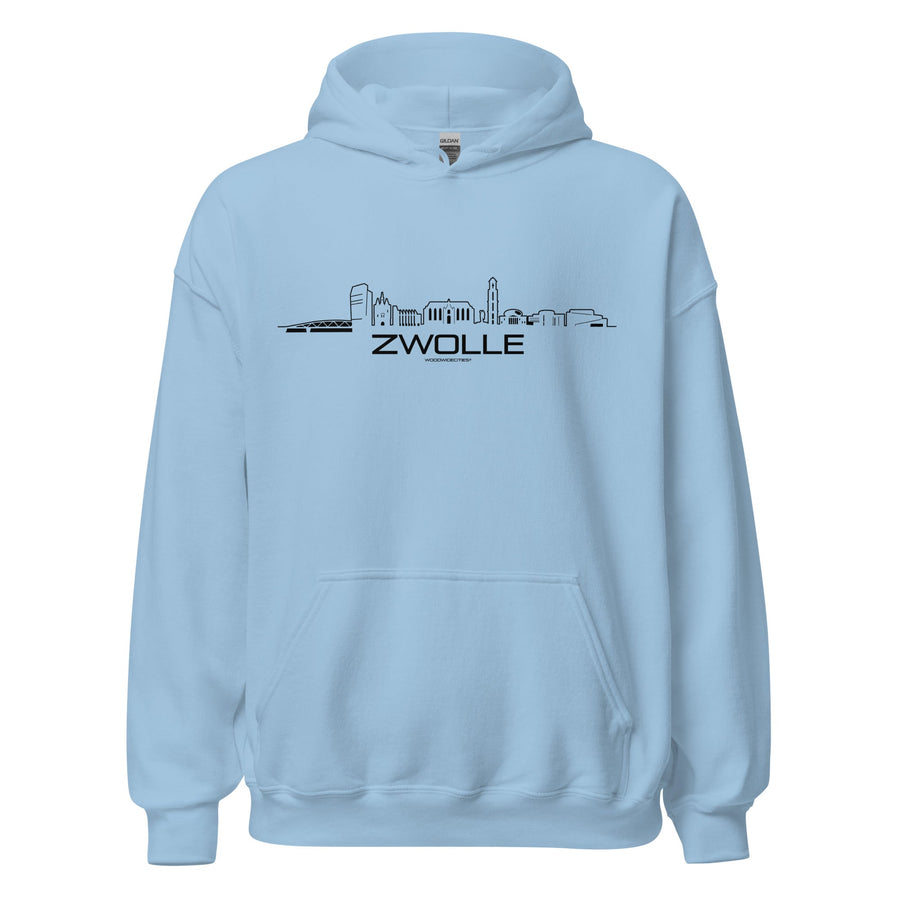 Hoodie Zwolle Light Blue S houten cadeau decoratie relatiegeschenk van WoodWideCities