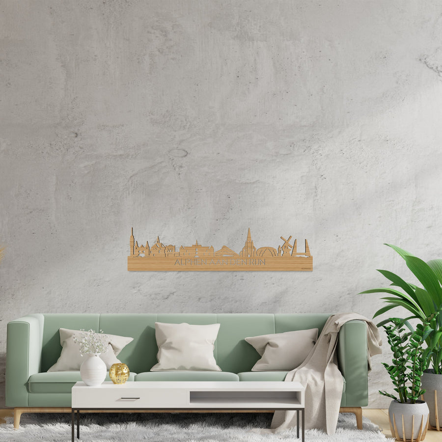 Skyline Alphen aan den Rijn Bamboe houten cadeau decoratie relatiegeschenk van WoodWideCities