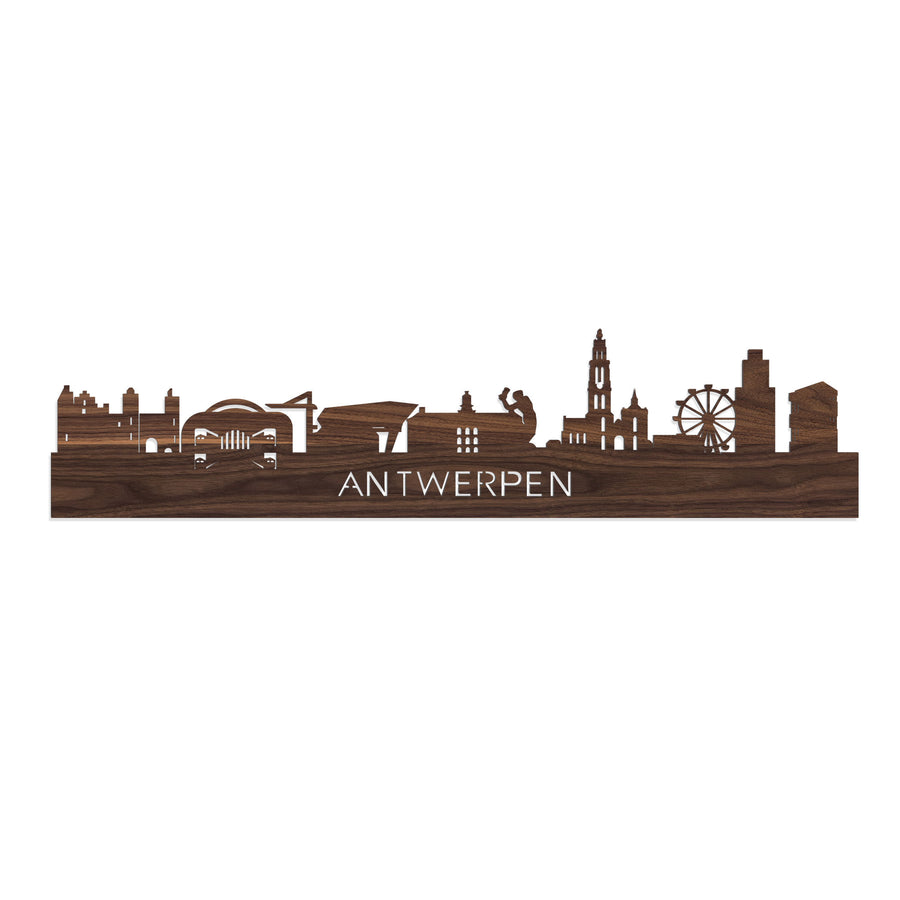 Skyline Antwerpen Noten houten cadeau decoratie relatiegeschenk van WoodWideCities