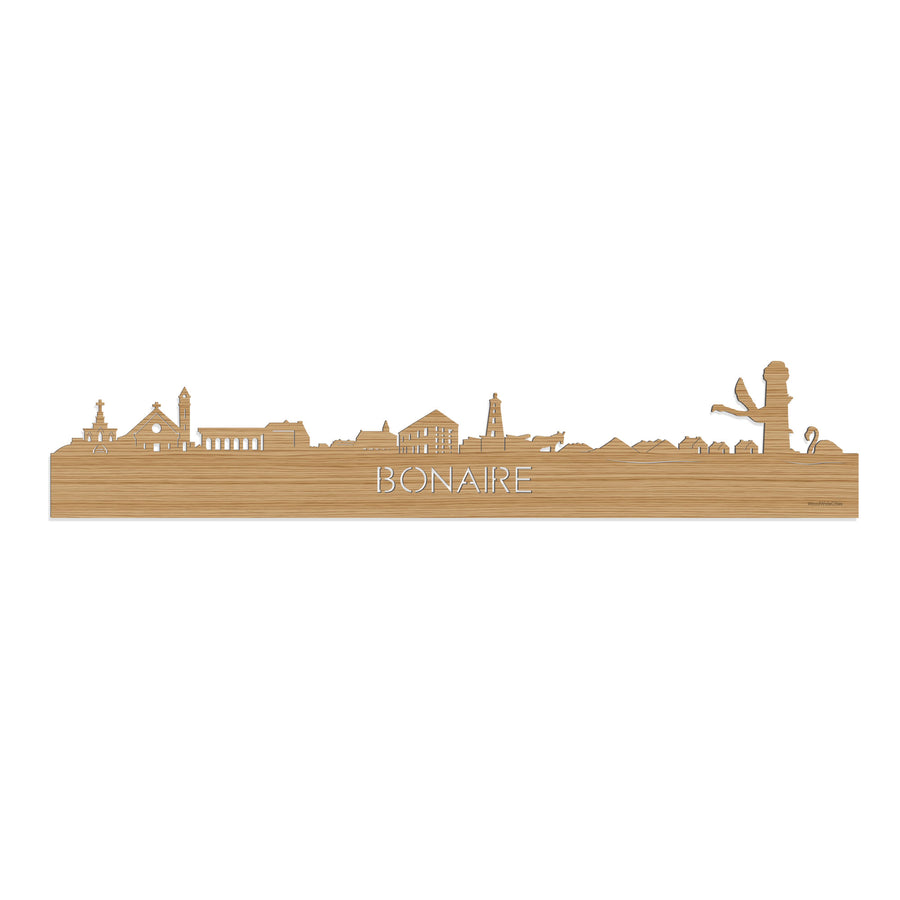 Skyline Bonaire Bamboe houten cadeau decoratie relatiegeschenk van WoodWideCities