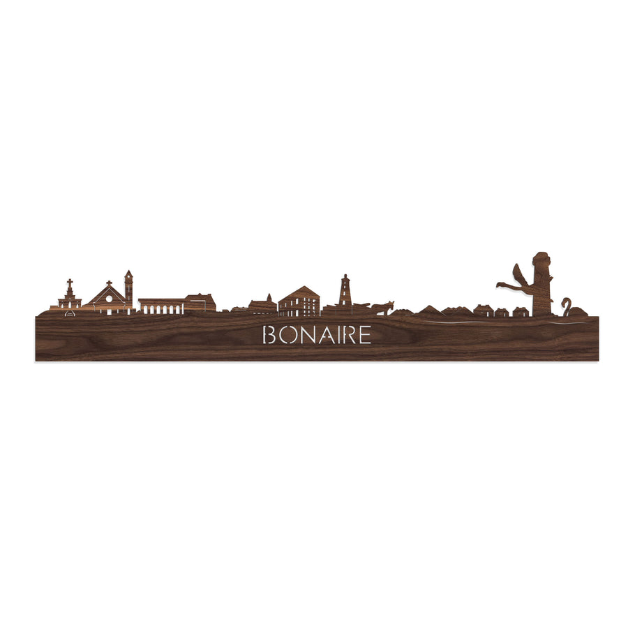 Skyline Bonaire Noten houten cadeau decoratie relatiegeschenk van WoodWideCities