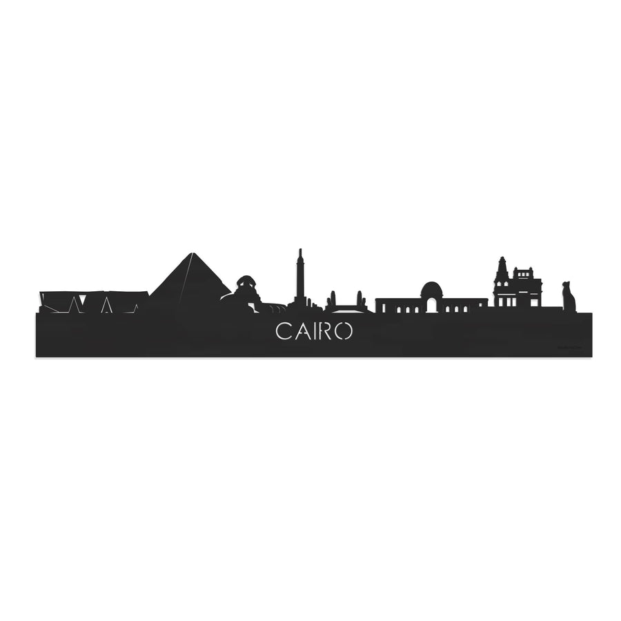 Skyline Cairo Zwart houten cadeau decoratie relatiegeschenk van WoodWideCities