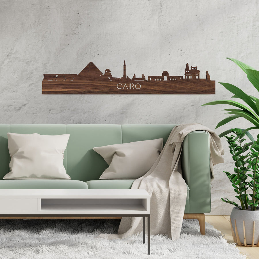 Skyline Cairo Noten houten cadeau decoratie relatiegeschenk van WoodWideCities