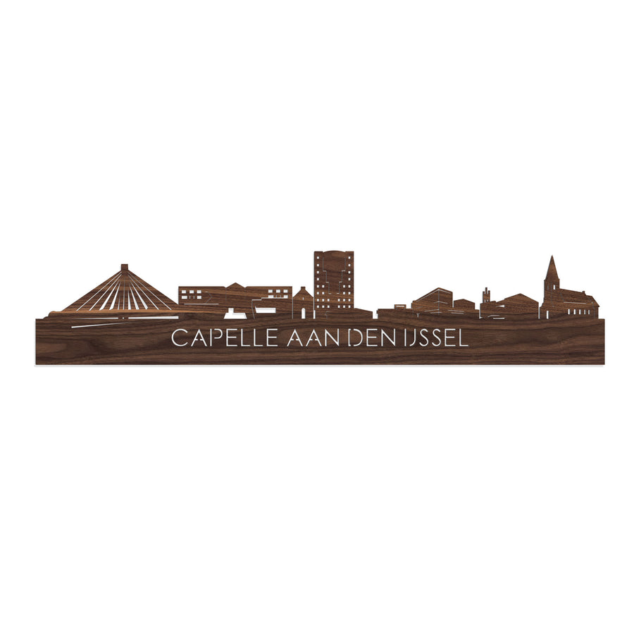 Skyline Capelle aan den IJssel Noten houten cadeau decoratie relatiegeschenk van WoodWideCities