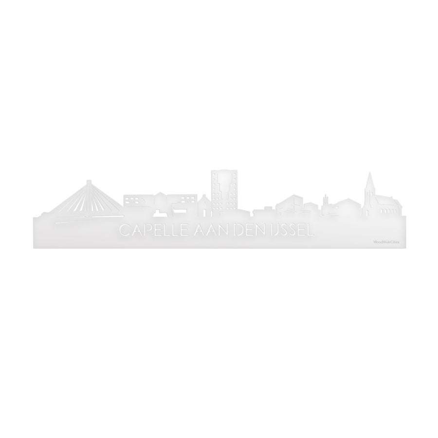 Skyline Capelle aan den IJssel Wit glanzend gerecycled kunststof cadeau decoratie relatiegeschenk van WoodWideCities