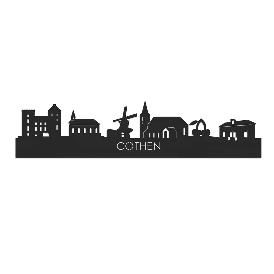 Skyline Cothen Zwart houten cadeau decoratie relatiegeschenk van WoodWideCities