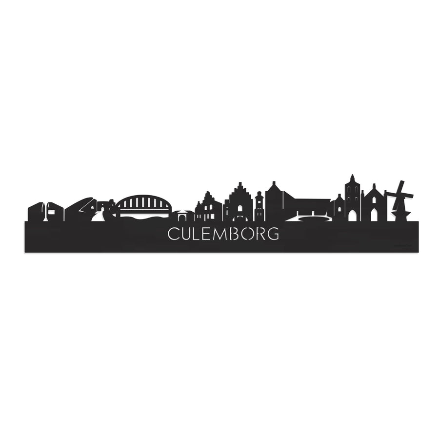 Skyline Culemborg Zwart houten cadeau decoratie relatiegeschenk van WoodWideCities