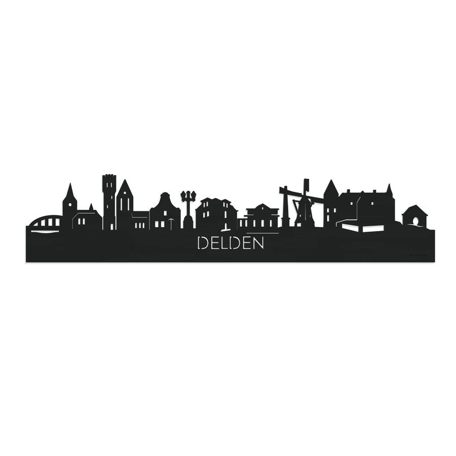 Skyline Delden Zwart houten cadeau decoratie relatiegeschenk van WoodWideCities
