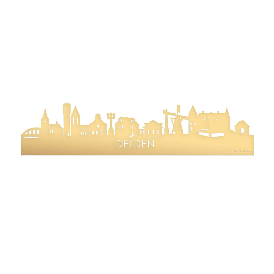 Skyline Delden Metallic Goud gerecycled kunststof cadeau decoratie relatiegeschenk van WoodWideCities